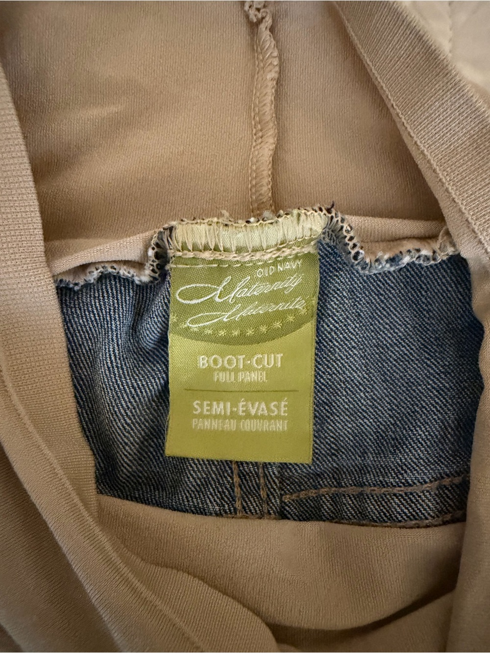 Old Navy Beige with Denim Panel Maternity Boot-Cut Jeans